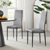 6x Milan Grey Hatched Velvet Dining Chairs Black Legs