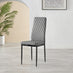 4x Milan Grey Hatched Faux Leather Dining Chairs Black Legs