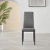 6x Milan Grey Hatched Faux Leather Dining Chairs Black Legs