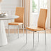 4x Milan Mustard Yellow Hatched Faux Leather Dining Chairs Silver Legs