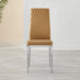 6x Milan Mustard Yellow Hatched Faux Leather Dining Chairs Silver Legs