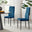 4x Milan Navy Hatched Velvet Dining Chairs Black Legs