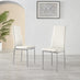 6x Milan White Hatched Faux Leather Dining Chairs Silver Legs
