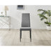 6x Milan Grey Hatched Velvet Dining Chairs Black Legs