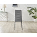 6x Milan Grey Hatched Velvet Dining Chairs Black Legs