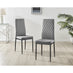 6x Milan Grey Hatched Velvet Dining Chairs Black Legs