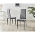 6x Milan Grey Hatched Velvet Dining Chairs Black Legs