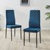 4x Milan Navy Hatched Velvet Dining Chairs Black Legs