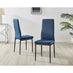 4x Milan Navy Hatched Velvet Dining Chairs Black Legs