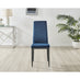 4x Milan Navy Hatched Velvet Dining Chairs Black Legs