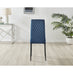 4x Milan Navy Hatched Velvet Dining Chairs Black Legs