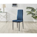 4x Milan Navy Hatched Velvet Dining Chairs Black Legs