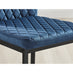 4x Milan Navy Hatched Velvet Dining Chairs Black Legs