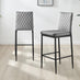 2x Milan Grey Velvet Counter Stools Black Legs