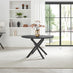 Novara Black Top Dining Table & 6 Beaumont Cream Fabric Chairs