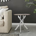 Novara Round Grey Marble Glass and Silver Side Table