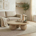 Olympus Round White Oak Wood Sphere Leg Coffee Table