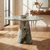 Palma Round Green Marble Effect Dining Table & 4 Caia Chairs