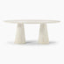 Palma Oval Cream Marble Effect Dining Table & 8 Layla Swivel Chairs