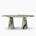 Palma Oval Green Marble Effect Dining Table & 8 Layla Swivel Chairs
