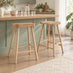 2x Penny Oak Effect Solid Wood Bar Stools