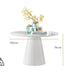 Palma White High Gloss Round Dining Table & 6 Black Milan Chrome Leg Chairs
