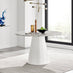 Palma White Marble Effect Round Dining Table & 4 Light Grey Nora Black Leg Chairs