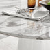 Palma White Marble Effect Round Dining Table & 4 Grey Willow Chairs