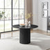 Penrose Black Round Dining Table & 4 Black Calla Velvet Swivel Chairs
