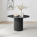 Penrose Black Round Dining Table & 4 Cream Layla Fabric Swivel Chairs
