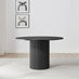Penrose Black Round Dining Table & 4 Grey Calla Velvet Swivel Chairs