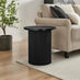 Penrose Round Black Wood Pedestal Side Table