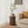 Penrose Round Walnut & Cream Marble Effect Side Table