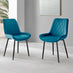 Novara 100cm Round Black Leg Dining Table & 2 Blue Pesaro Black Leg Chairs