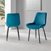 Novara 100cm Round Black Leg Dining Table & 2 Blue Pesaro Black Leg Chairs