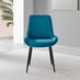 Novara 100cm Round Black Leg Dining Table & 2 Blue Pesaro Black Leg Chairs