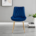 2x Pesaro Navy Velvet Dining Chairs Gold Legs
