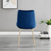 Novara 100cm Gold Round Dining Table and 4 Navy Pesaro Gold Leg Chairs