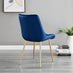 Novara 100cm Gold Round Dining Table and 4 Navy Pesaro Gold Leg Chairs
