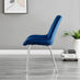 2x Pesaro Navy Velvet Dining Chairs Silver Legs