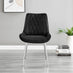 Novara White High Gloss Round Dining Table & 4 Black Pesaro Silver Chairs