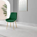 2x Pesaro Green Velvet Dining Chairs Gold Legs