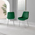 2x Pesaro Green Velvet Dining Chairs Silver Legs