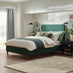 Romy Green Recycled Fabric Double Bed Frame