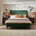 Romy Green Recycled Fabric King Bed Frame