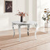 Skye Round White Marble Effect Dining Table & 6 Grey Velvet Belgravia Chairs