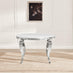 Skye Round White Marble Effect Dining Table & 4 Grey Velvet Belgravia Chairs
