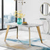 Andria Gold Leg Marble Effect Dining Table and  6 White Corona Gold Leg Chairs
