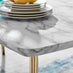 Andria Gold Leg Marble Effect Dining Table and  6 White Corona Gold Leg Chairs