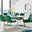 Andria Gold Leg Marble Effect Dining Table and  6 Green Pesaro Gold Leg Chairs